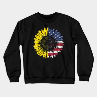 Sunflower American Flag Patriotic 4th Of July Tshirt Crewneck Sweatshirt